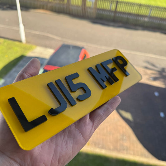 4D 9x3 Letterbox Motorcycle Number Plates (3" x 9") | Premium Show Edition
