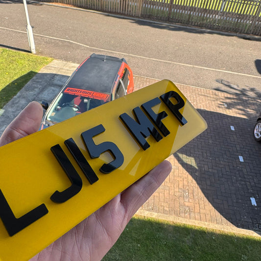 4D 9x3 Letterbox Motorcycle Number Plates (3" x 9") | Premium Show Edition