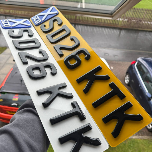 4D Gel (5D) Premium Number Plates with Raised 4D SCO Flag | 100% Road Legal