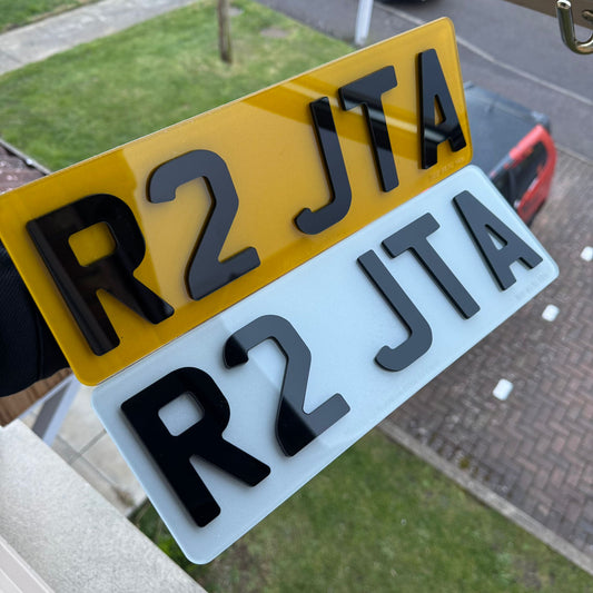 Short 4D Gloss Number Plates | 'iNvisimark' Stealth Markings | 100% Road Legal