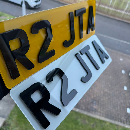 Short 4D Gloss Number Plates | 'iNvisimark' Stealth Markings | 100% Road Legal
