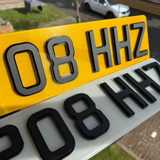 4D Shadow Two-Tone Number Plates | Matte on Gloss with 'iNvisimark' | 100% Road Legal
