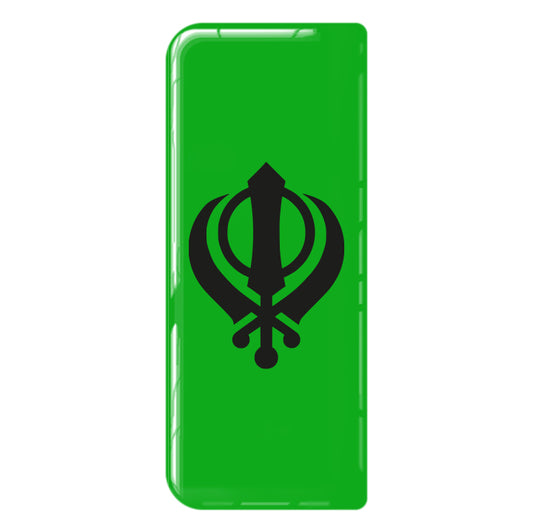 Sikh Khanda (Eco Green) 3D Gel Number Plate Badge | Premium Show Edition