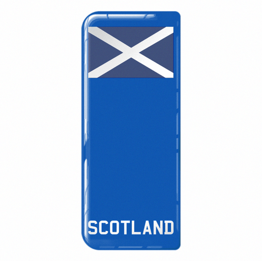 Scotland 'SCOTLAND' Text Small Flag on Blue 3D Gel Number Plate Badge | 100% Road Legal