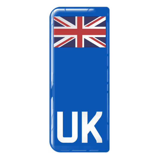 UK Small Flag on Blue 3D Gel Number Plate Badge | 100% Road Legal