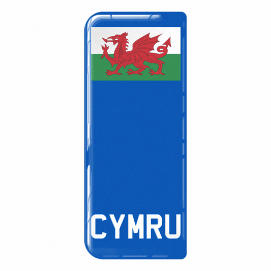Wales 'CYMRU' Small Flag on Blue 3D Gel Number Plate Badge | 100% Road Legal