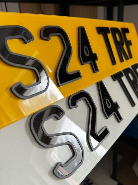 4D Two-Tone (x) 3mm Acrylic Number Plates (Standard Size) | 100% Road Legal