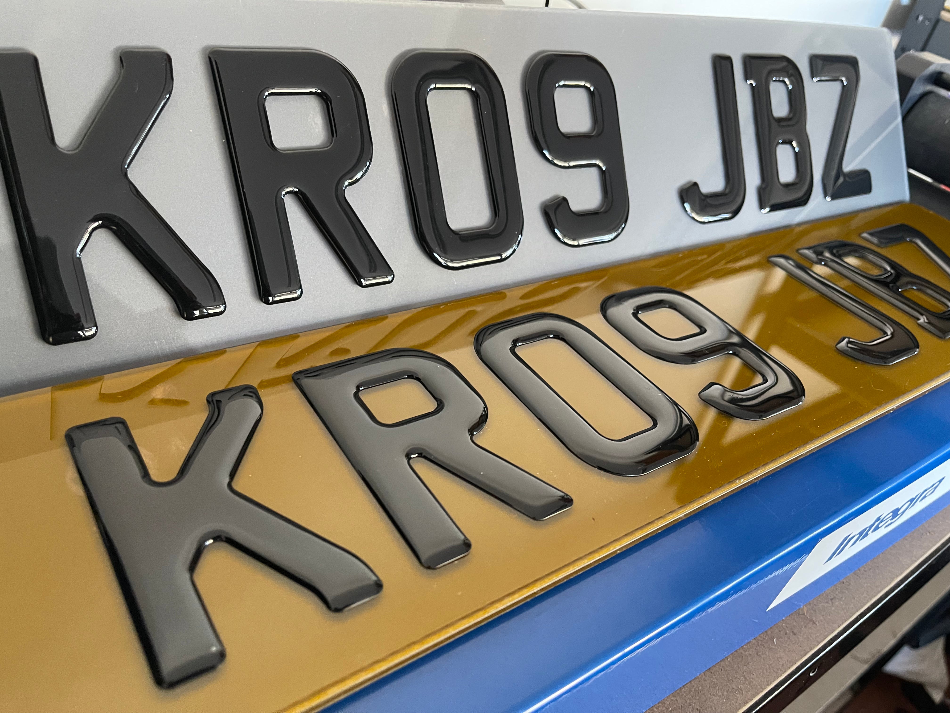 Premium 3D Gel MOT/Road Legal Car Number Plates – 4D Raised Effect, Pair