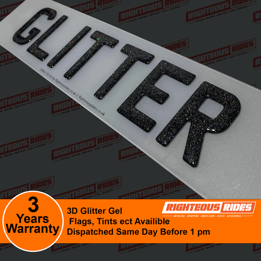 Rainbow Glitter 3D Gel Number Plates