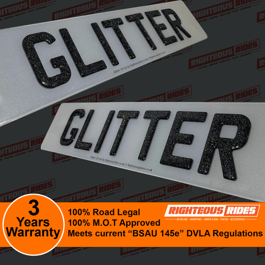 Rainbow Glitter 3D Gel Number Plates