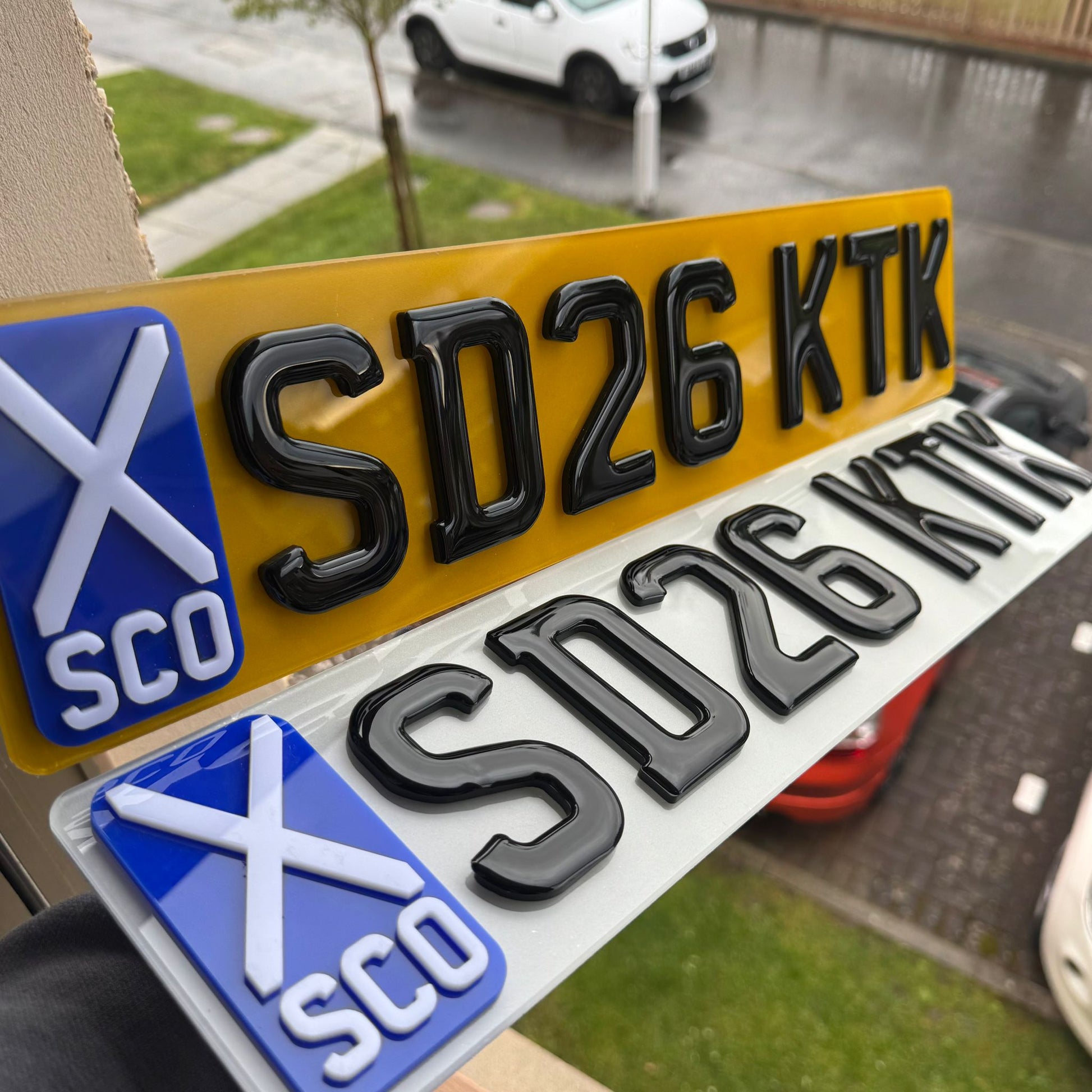 4D Gel (5D) Premium Number Plates with Raised 4D SCO Flag | 100% Road Legal