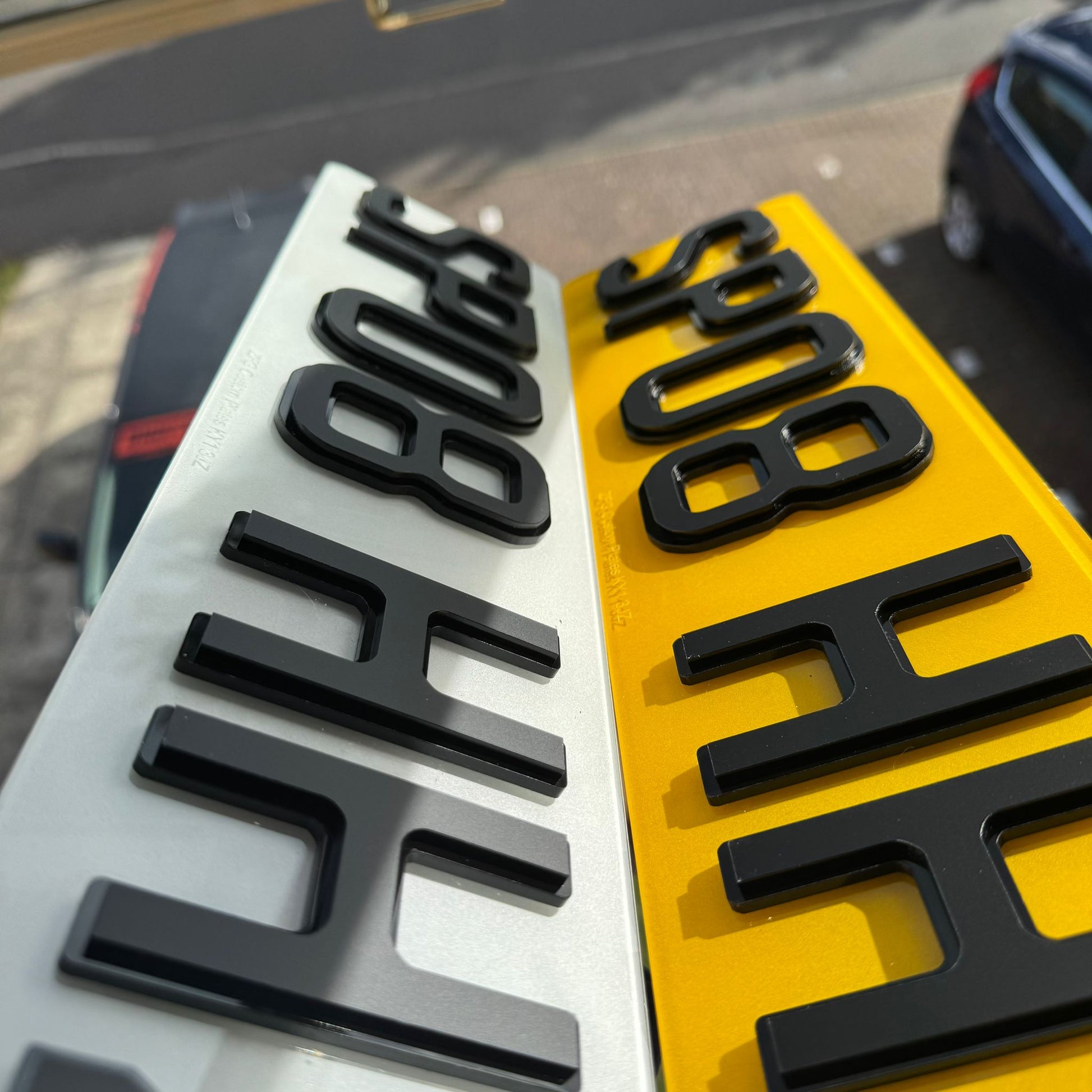 4D Shadow Two-Tone Number Plates | Matte on Gloss with 'iNvisimark' | 100% Road Legal