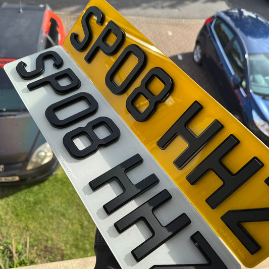 4D Shadow Two-Tone Number Plates | Matte on Gloss with 'iNvisimark' | 100% Road Legal
