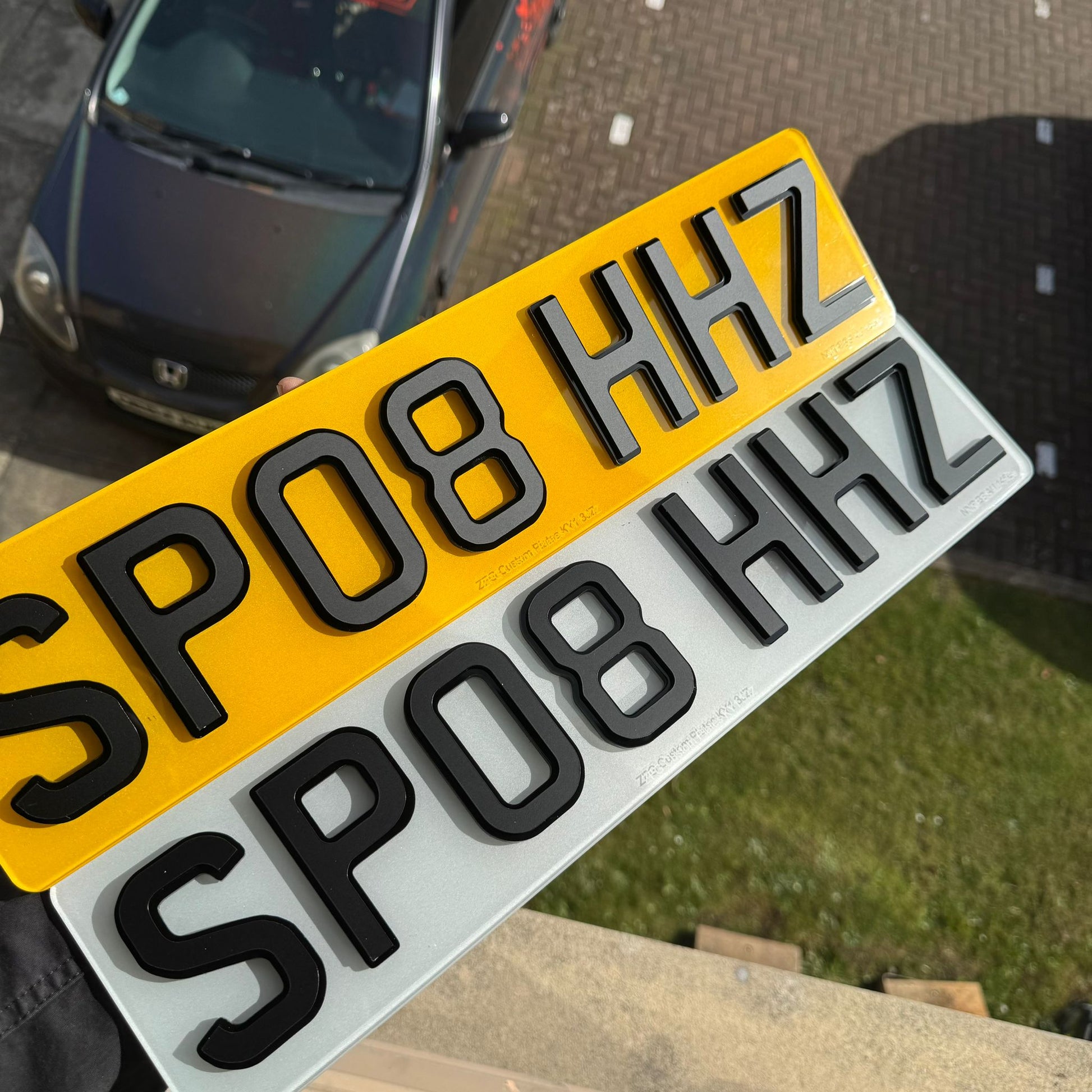 4D Shadow Two-Tone Number Plates | Matte on Gloss with 'iNvisimark' | 100% Road Legal