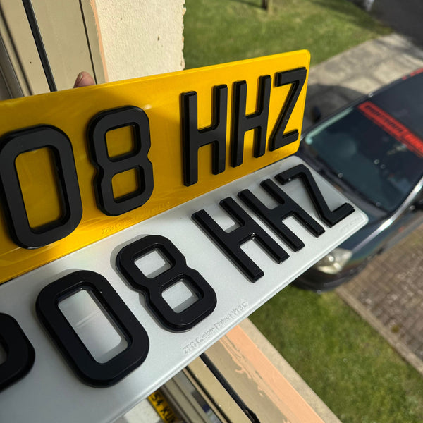 4D Shadow Two-Tone Number Plates | Matte on Gloss with 'iNvisimark' | 100% Road Legal