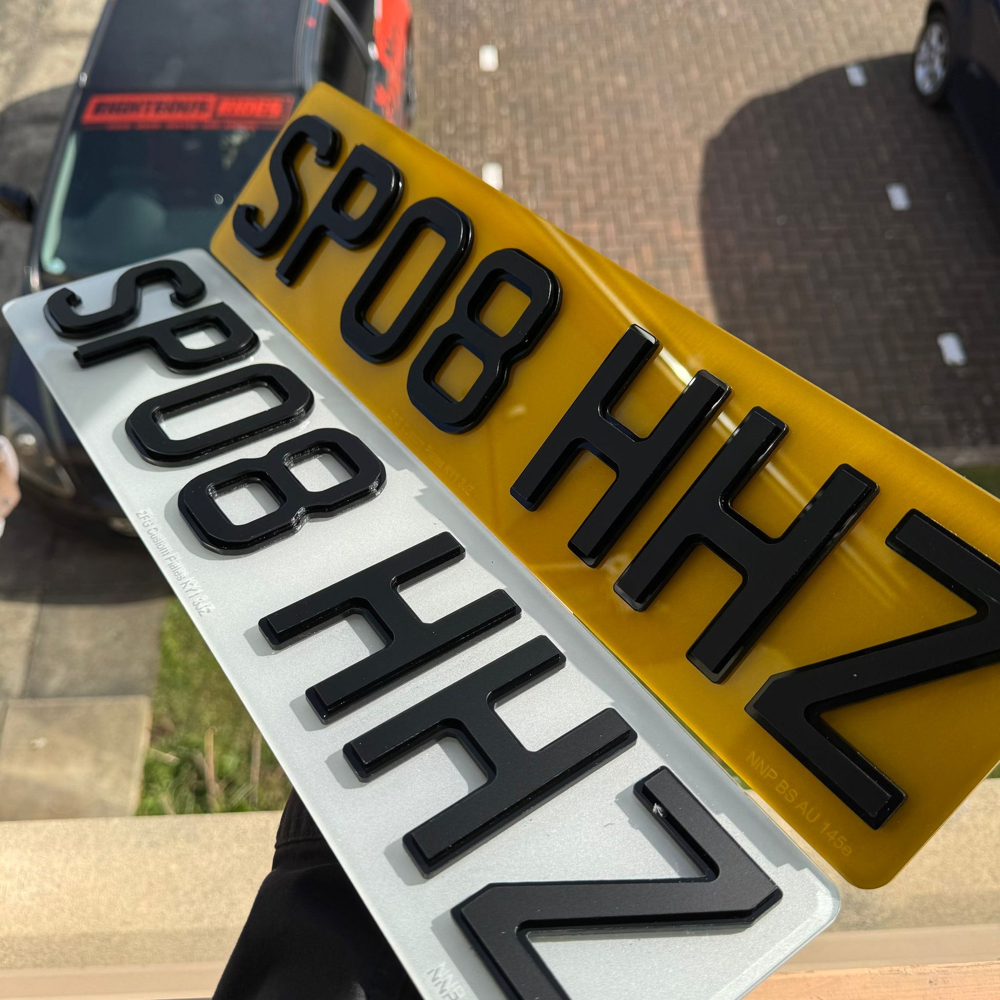 4D Shadow Two-Tone Number Plates | Matte on Gloss with 'iNvisimark' | 100% Road Legal