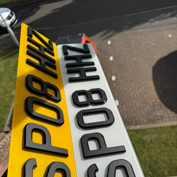 4D Shadow Two-Tone Number Plates | Matte on Gloss with 'iNvisimark' | 100% Road Legal