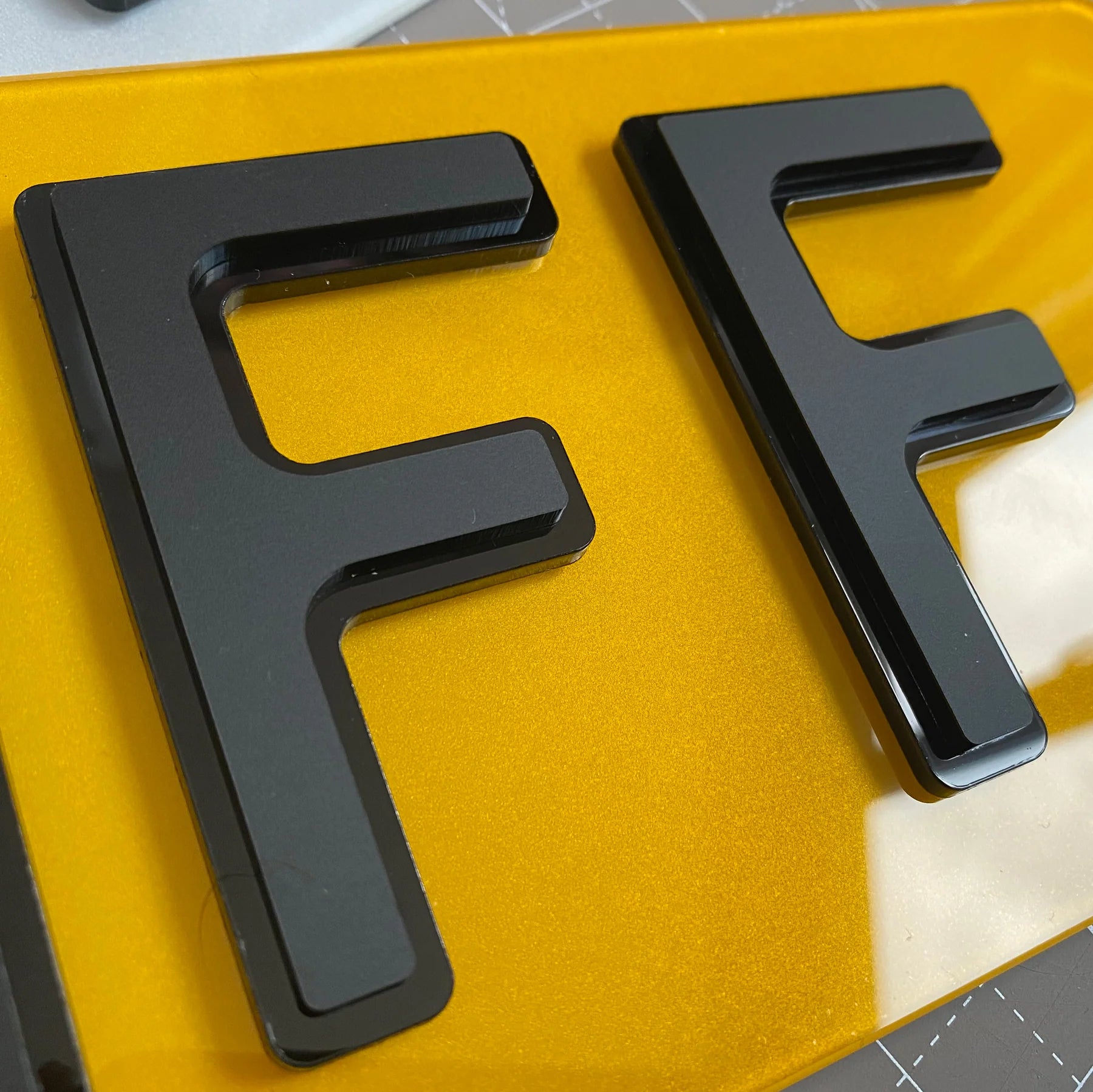 4D Shadow 6mm Acrylic Number Plates Matt On Gloss (X) | 100% Road Legal