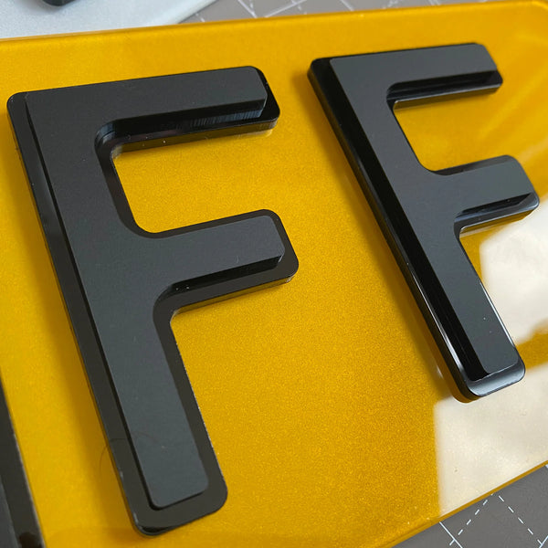 4D Shadow 6mm Acrylic Number Plates Matt On Gloss (X) | 100% Road Legal