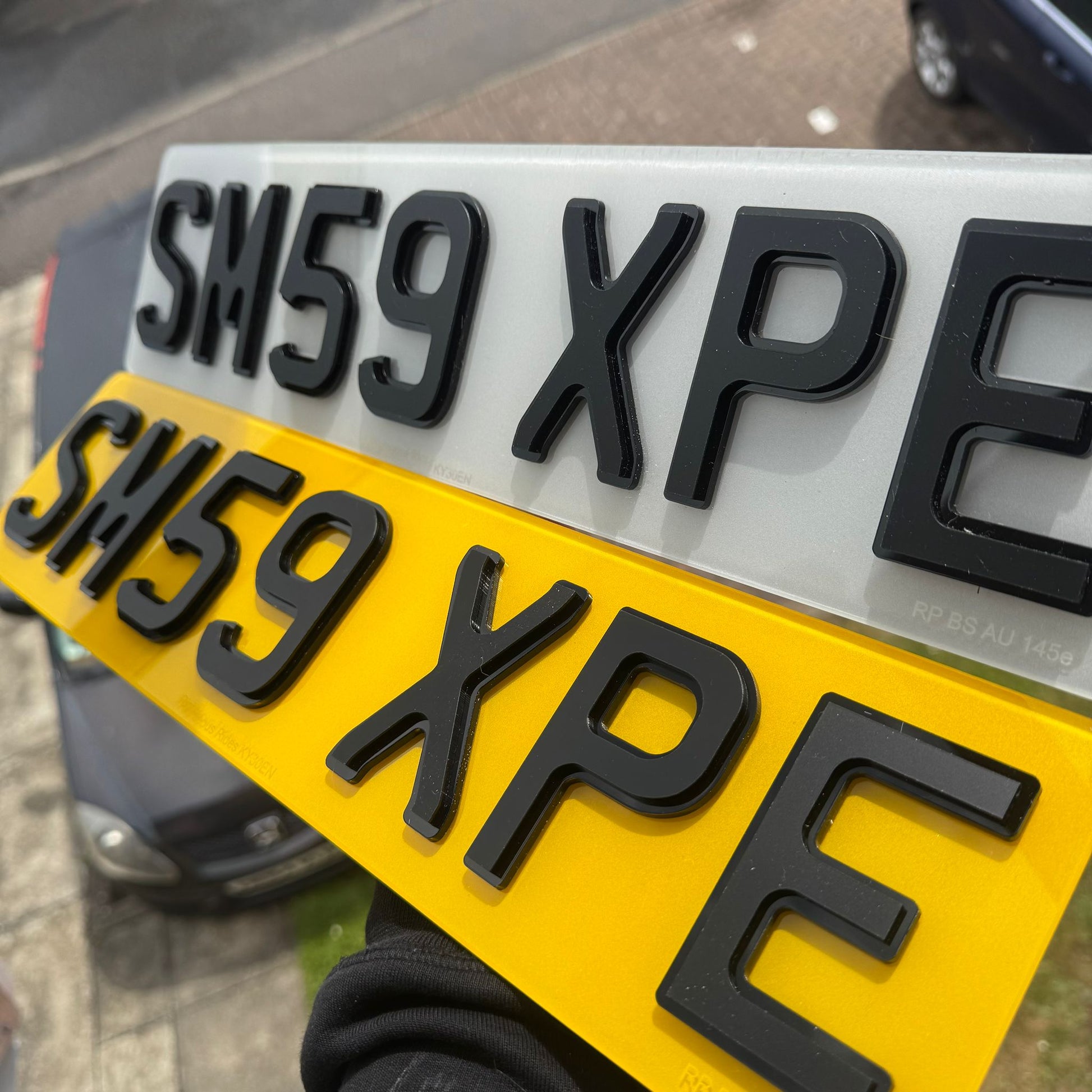 'Perfect 7' Short 4D Shadow Two-Tone Plates | Matte on Gloss with 'iNvisimark' | 100% Road Legal