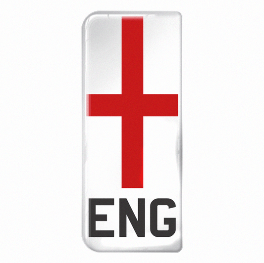 England 'ENG' Large Flag on White 3D Gel Number Plate Badge | Show Edition