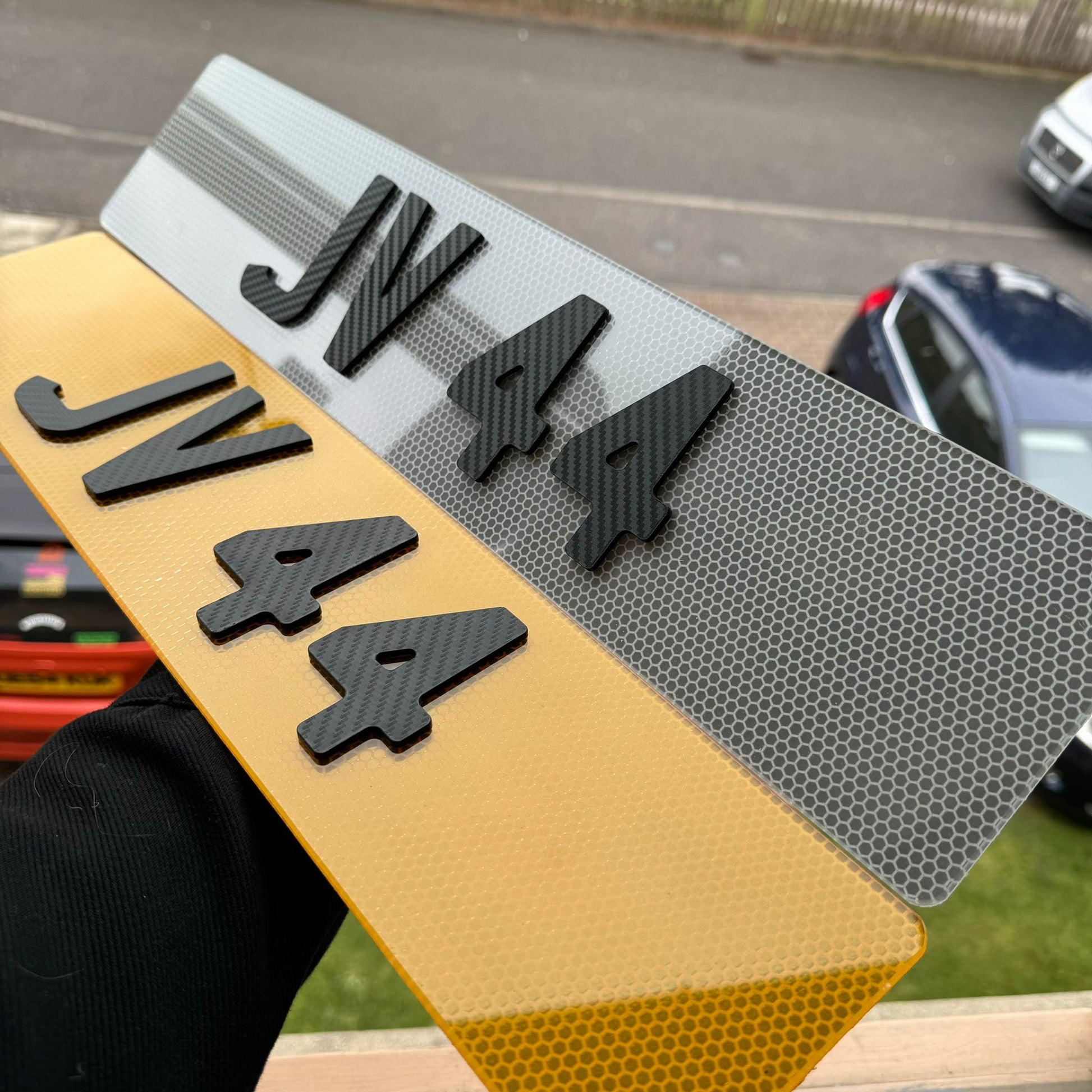 Honeycomb Number Plates with 4D Carbon Fibre Digits | Max Power Show Edition