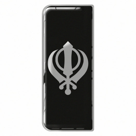 Sikh Khanda (Matte Silver) 3D Gel Number Plate Badge | Premium Show Edition