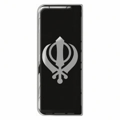 Sikh Khanda (Matte Silver) 3D Gel Number Plate Badge | Premium Show Edition