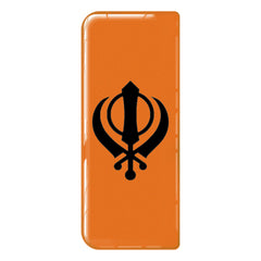 Sikh Khanda (Black on Orange) 3D Gel Number Plate Badge | Premium Show Edition