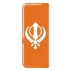 Sikh Khanda (White on Orange) 3D Gel Number Plate Badge | Premium Show Edition