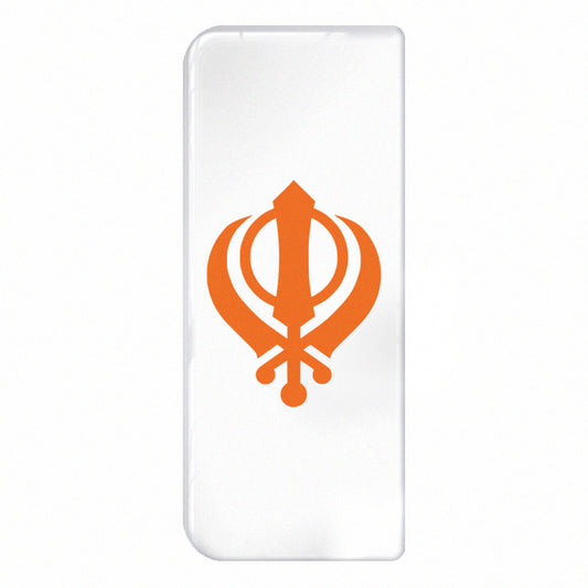 Sikh Khanda (Orange on White) 3D Gel Number Plate Badge | Premium Show Edition