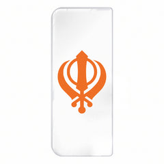 Sikh Khanda (Orange on White) 3D Gel Number Plate Badge | Premium Show Edition