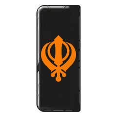 Sikh Khanda (Orange on Black) 3D Gel Number Plate Badge | Premium Show Edition