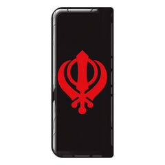 Sikh Khanda (Red on Black) 3D Gel Number Plate Badge | Premium Show Edition