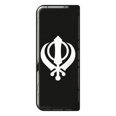 Sikh Khanda (White Logo on Black) 3D Gel Number Plate Badge | Premium Show Edition