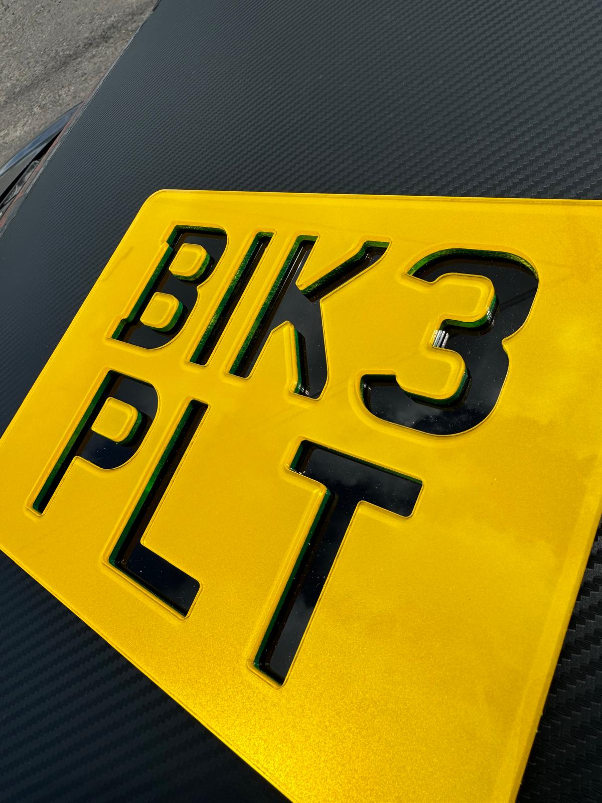 Negative Neon Motorcycle Plates | Recessed Laser-Cut Digits | Premium Show Edition