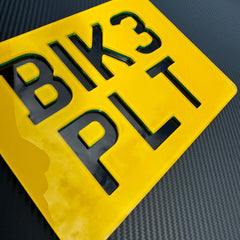 Negative Neon Motorcycle Plates | Recessed Laser-Cut Digits | Premium Show Edition