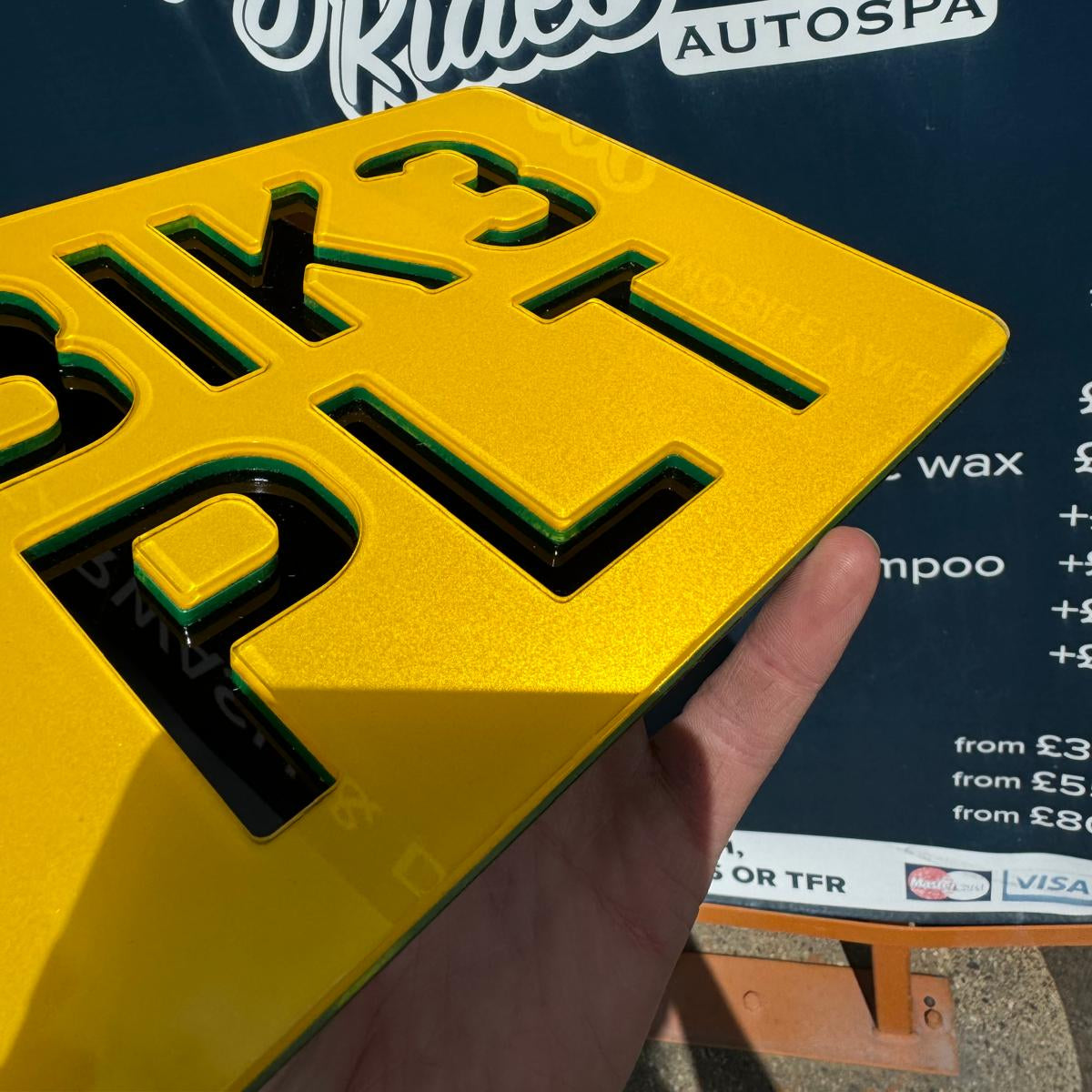 Negative Neon Motorcycle Plates | Recessed Laser-Cut Digits | Premium Show Edition