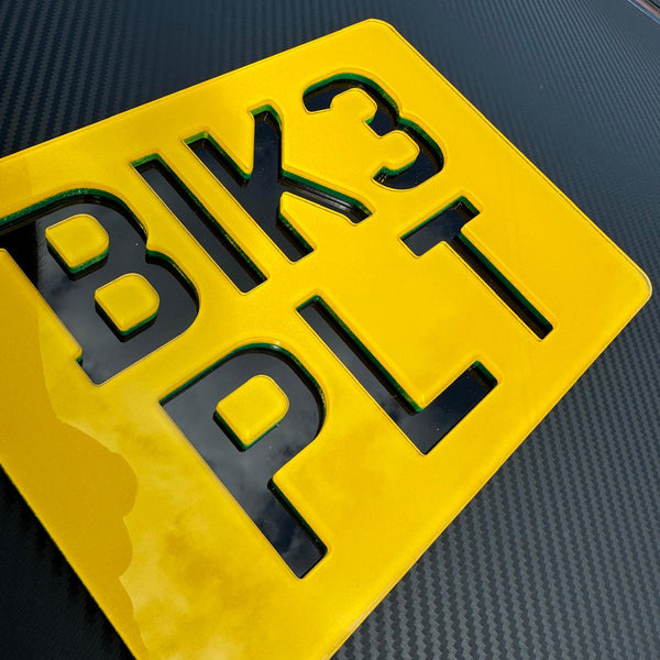 Negative Neon Motorcycle Plates | Recessed Laser-Cut Digits | Premium Show Edition
