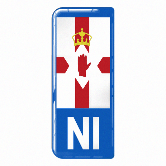 Northern Ireland 'NI' Large Flag on Blue 3D Gel Number Plate Badge | Premium Show Edition