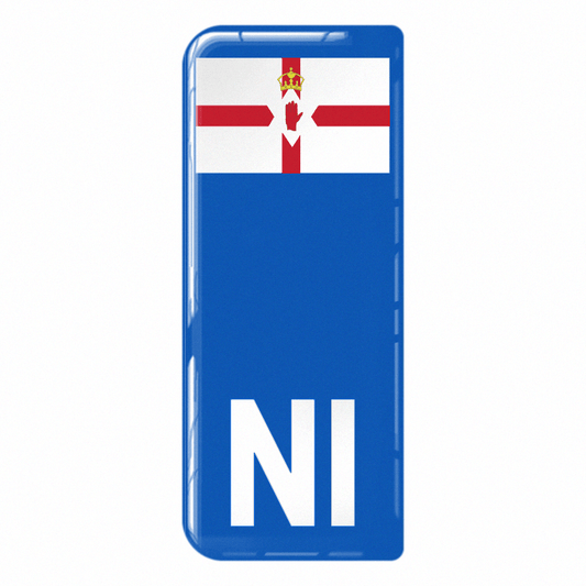 Northern Ireland 'NI' Small Flag on Blue 3D Gel Number Plate Badge | Premium Show Edition