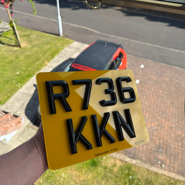 4D Retro Motorbike Number Plates (9x7) | High Gloss Finish | 100% Road Legal