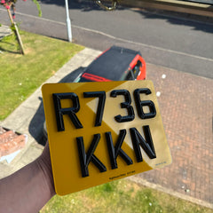 4D Retro Motorbike Number Plates (9x7) | High Gloss Finish | 100% Road Legal