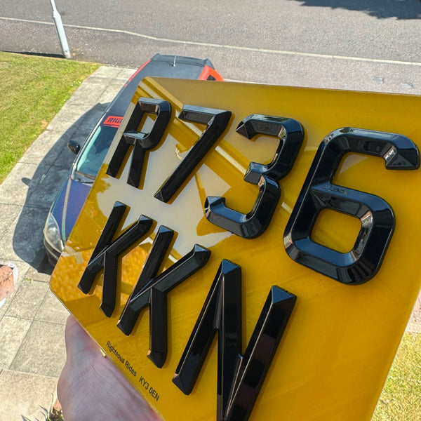 4D Retro Motorbike Number Plates (9x7) | High Gloss Finish | 100% Road Legal