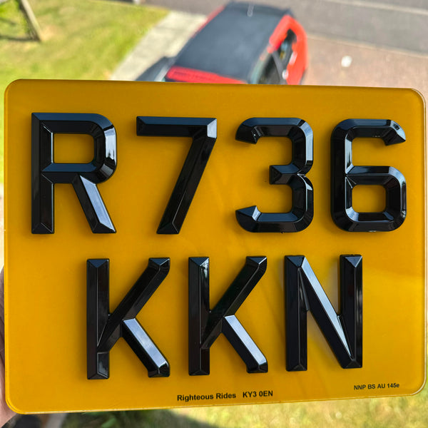 4D Retro Motorbike Number Plates (9x7) | High Gloss Finish | 100% Road Legal