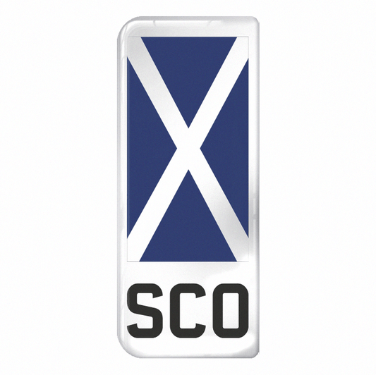 Scotland 'SCO' Large Flag on White 3D Gel Number Plate Badge | Premium Show Edition