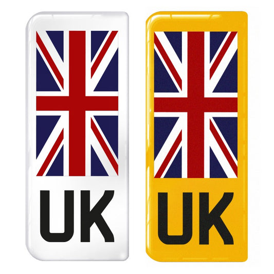 UK Union Jack (Large Flag) 3D Gel Number Plate Badges (Front & Rear Pair) | 100% Road Legal