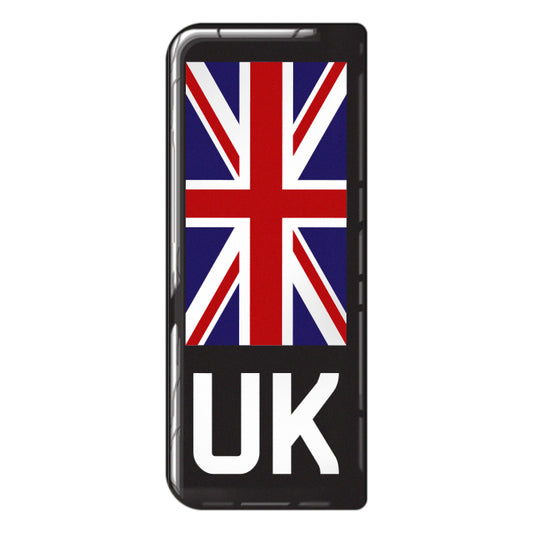 UK Union Jack (Large Flag / Black Background) 3D Gel Number Plate Flag Badge | Premium Show Edition