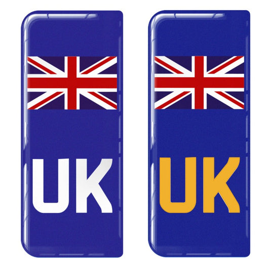 UK Dark Blue Band 3D Gel Number Plate Badges (Front & Rear Pair) | 100% Road Legal