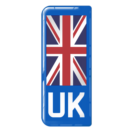 UK Large Flag on Blue 3D Gel Number Plate Badge | 100% Road Legal